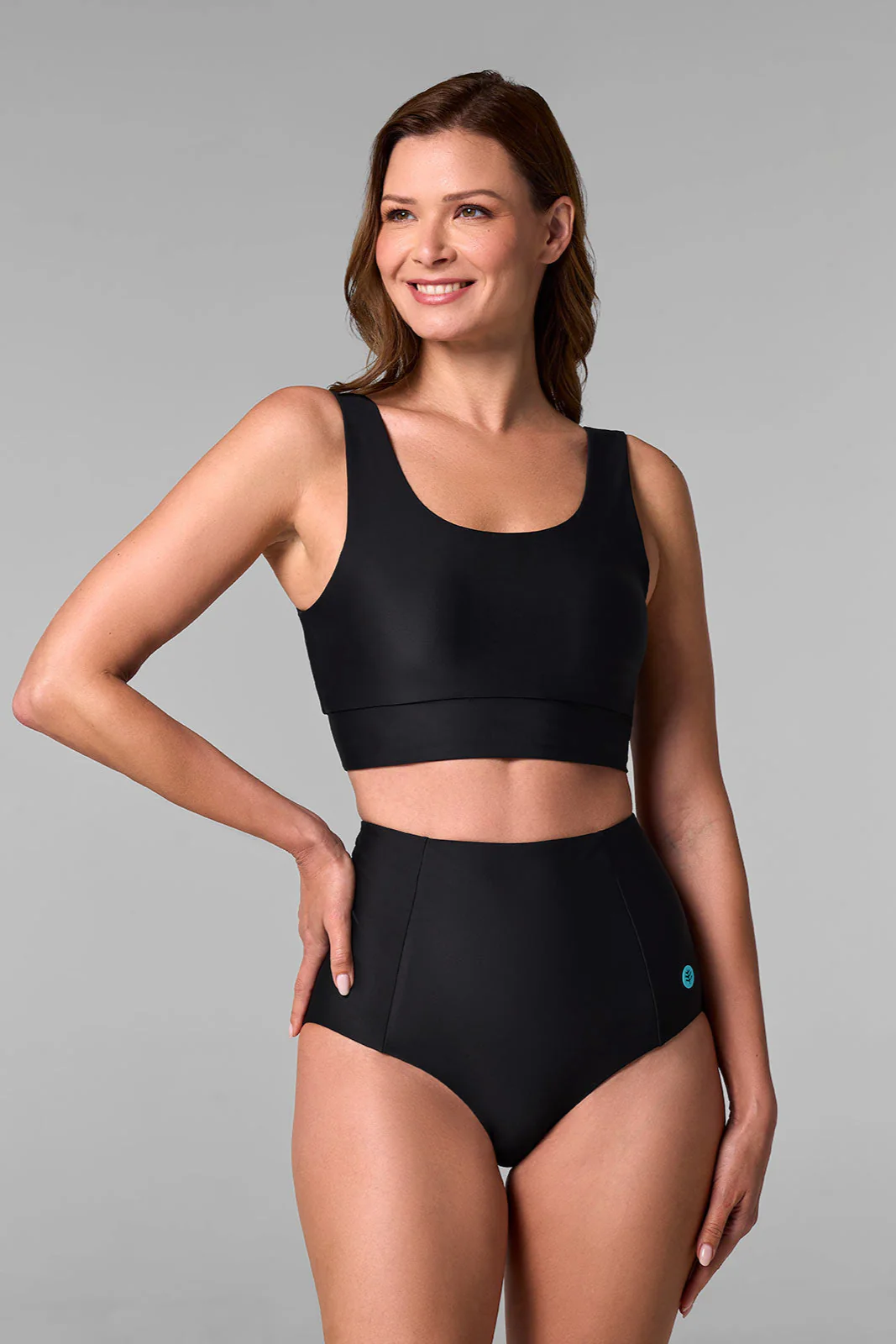 Women's Spring Garden Bikini Swim Crop Top | Black - Image 2