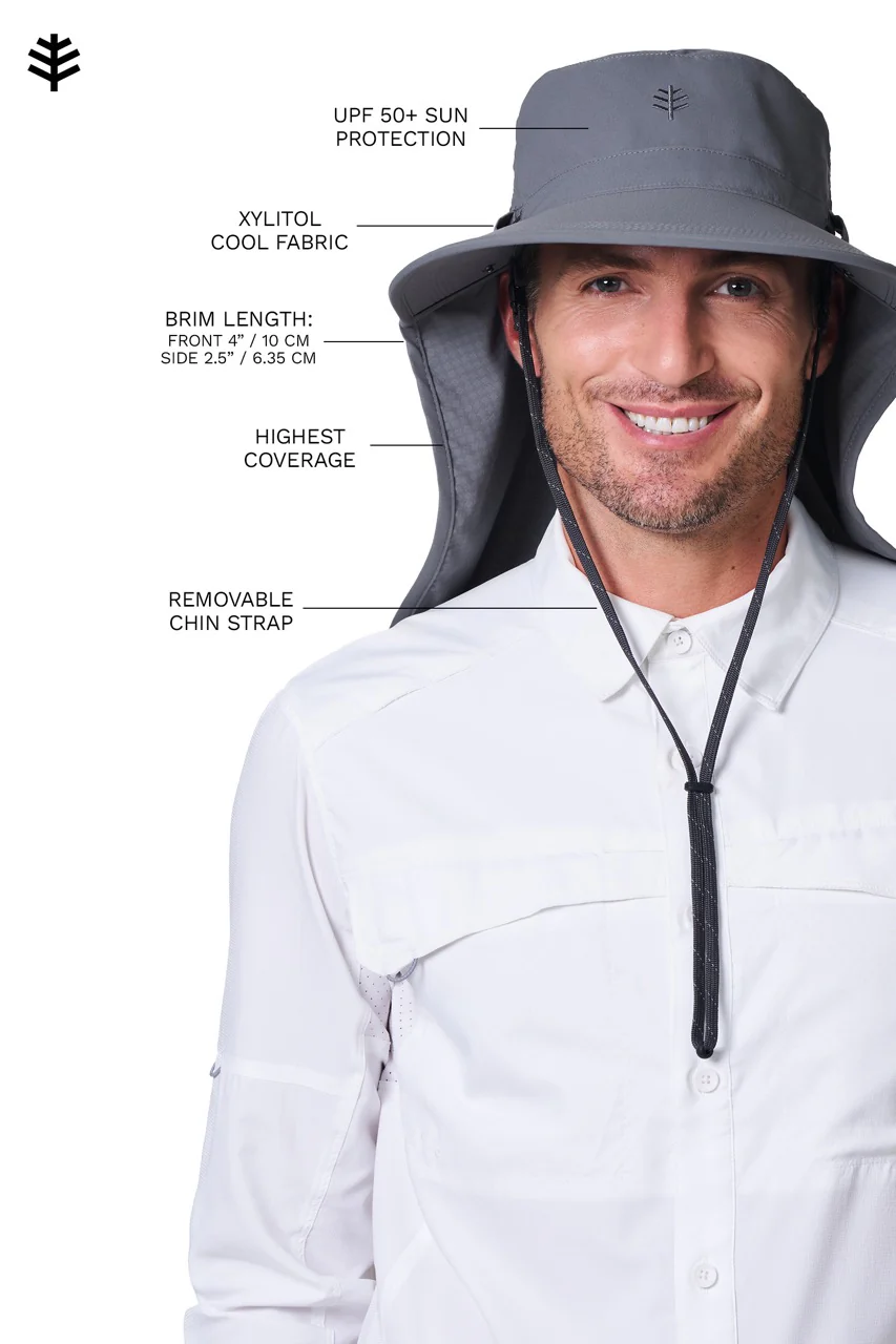 Stevie Sun Hat with Neck Flap and Clip-On Face Mask | Carbon - Image 10