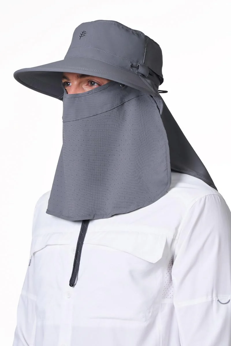 Stevie Sun Hat with Neck Flap and Clip-On Face Mask | Carbon - Image 6