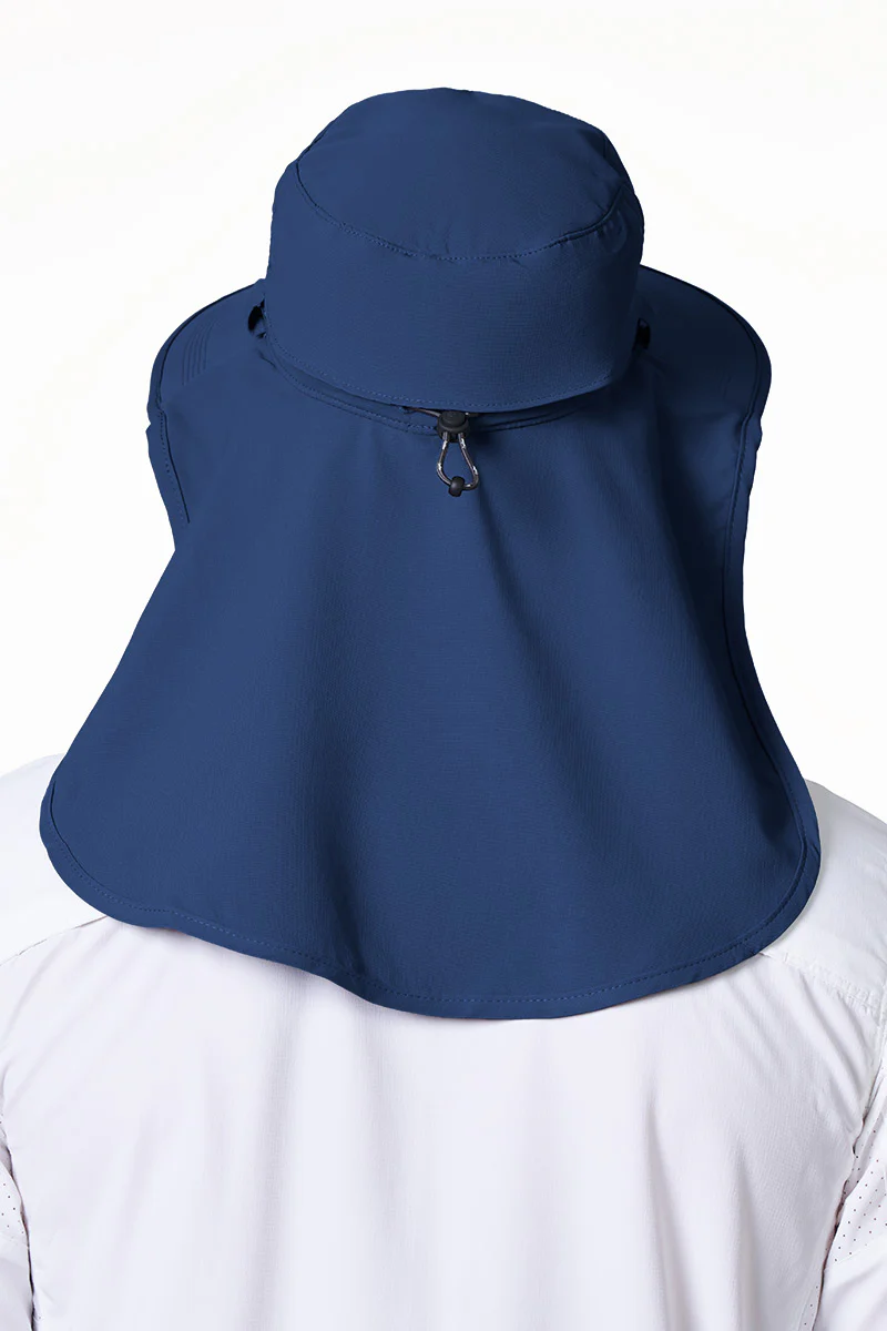 Stevie Sun Hat with Neck Flap and Clip-On Face Mask | Navy - Image 3