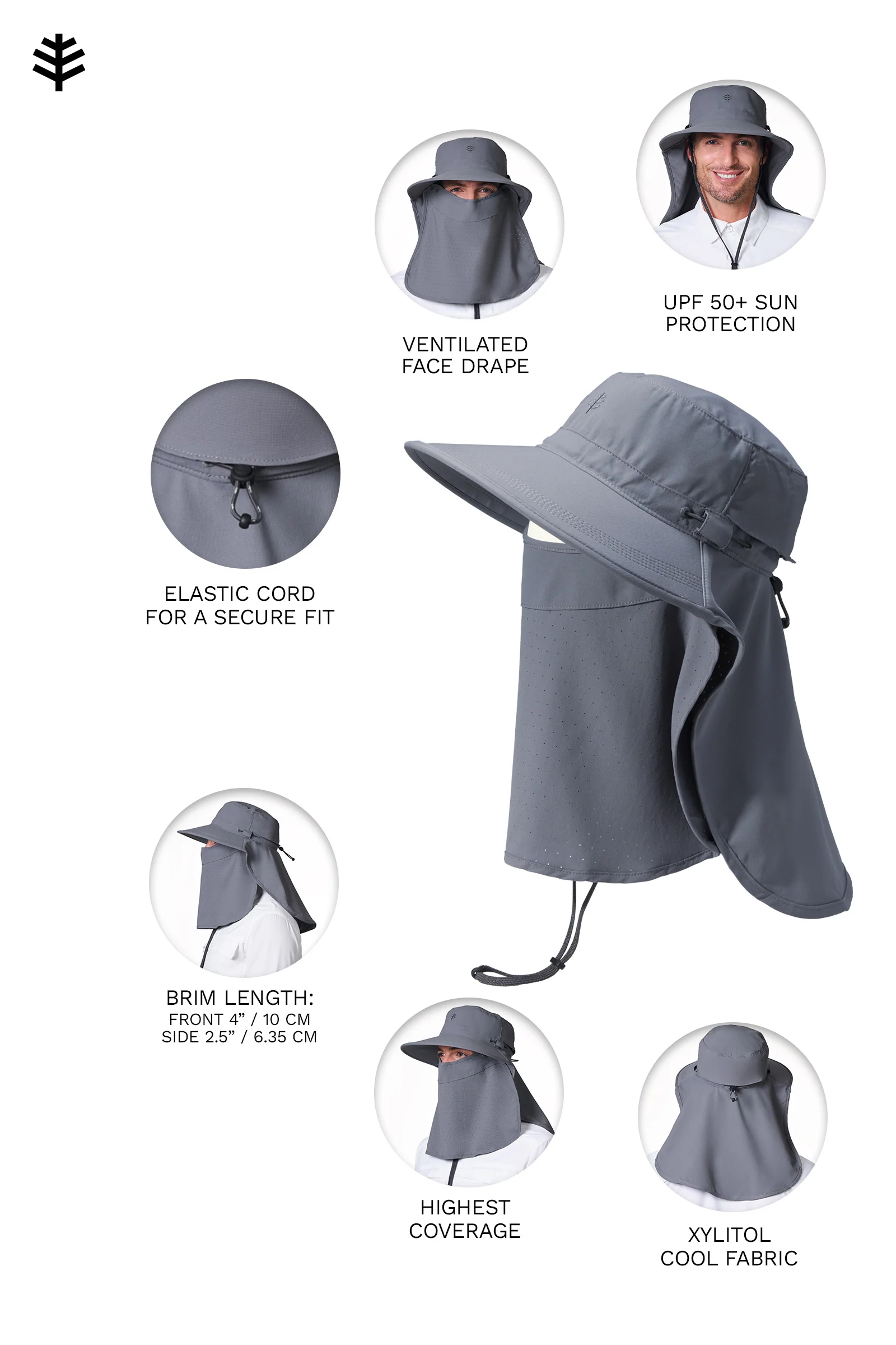 Stevie Sun Hat with Neck Flap and Clip-On Face Mask | Navy - Image 5