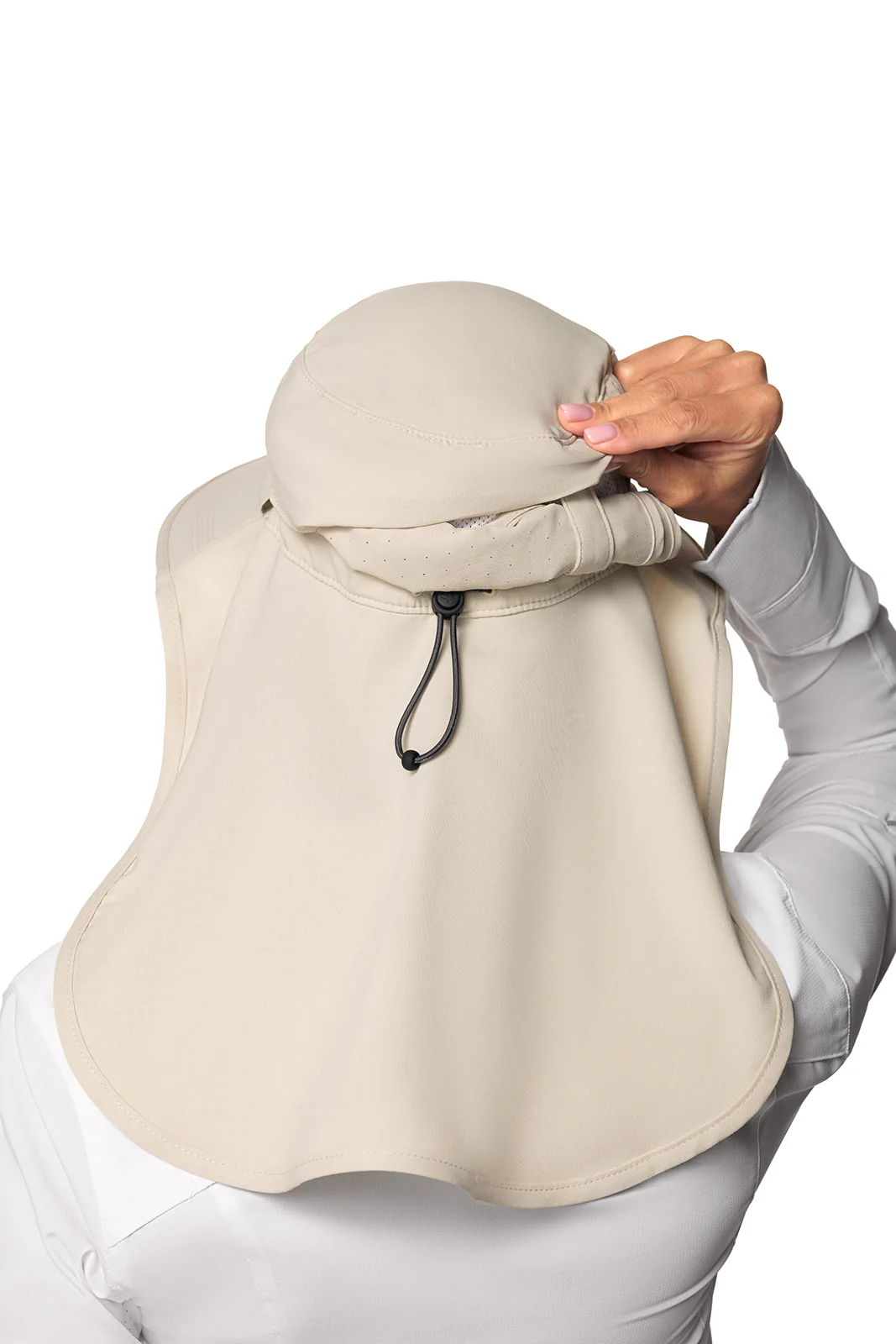 Stevie Sun Hat with Neck Flap and Clip-On Face Mask | Stone - Image 14
