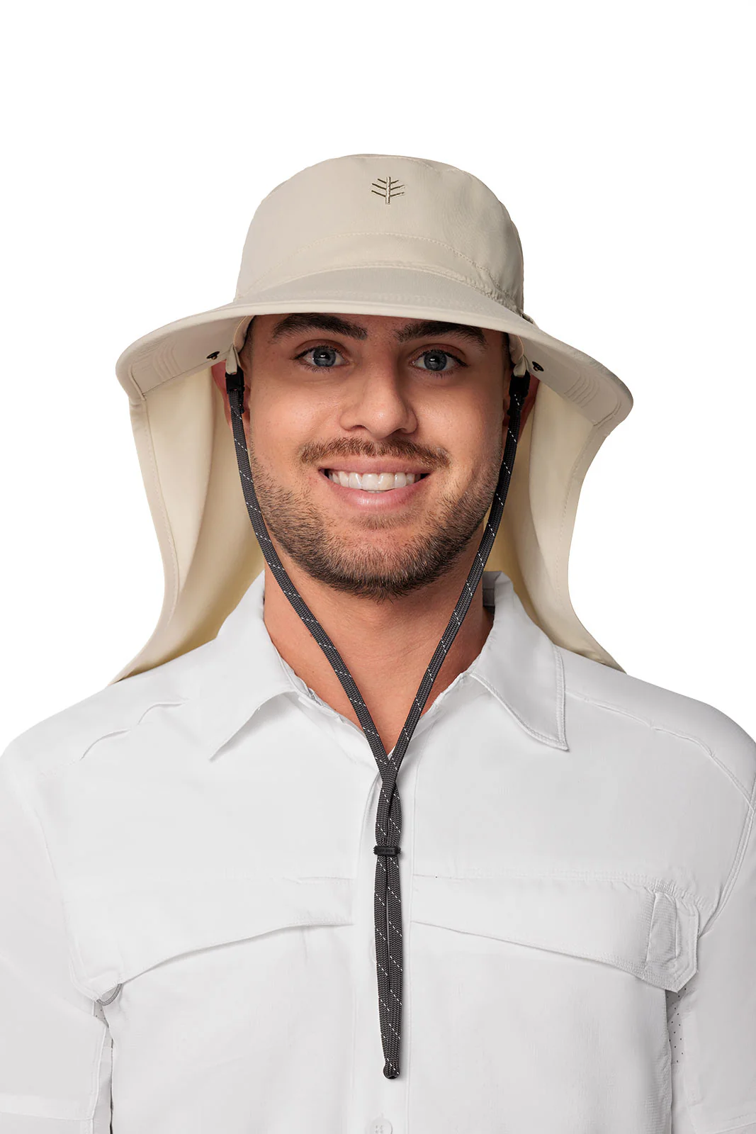 Stevie Sun Hat with Neck Flap and Clip-On Face Mask | Stone - Image 4
