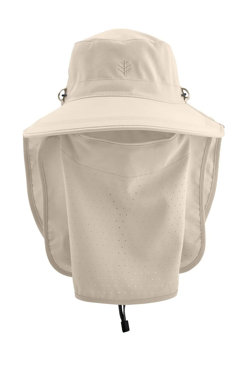 Stevie Sun Hat with Neck Flap and Clip-On Face Mask | Stone - Image 6