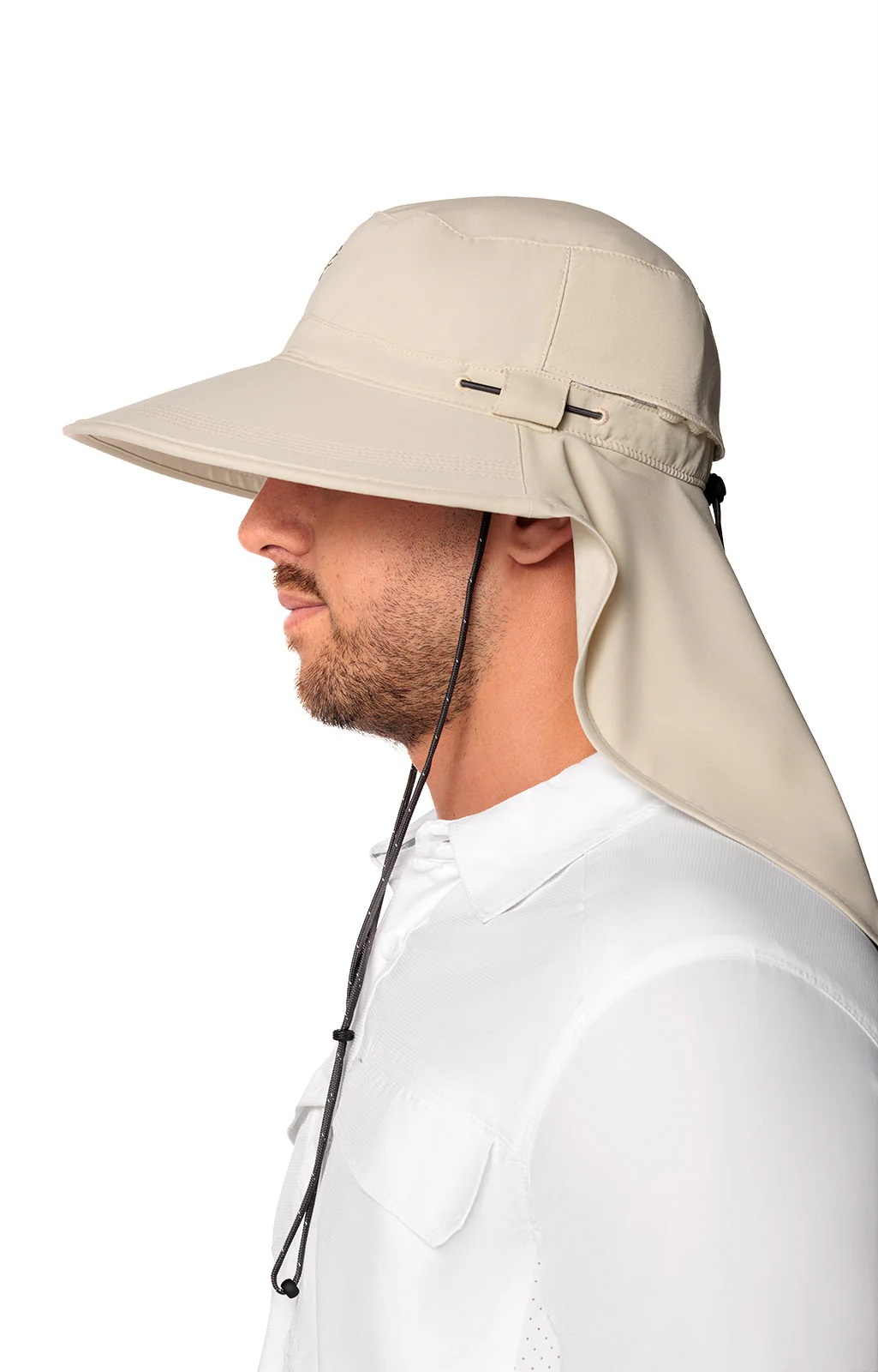 Stevie Sun Hat with Neck Flap and Clip-On Face Mask | Stone - Image 7