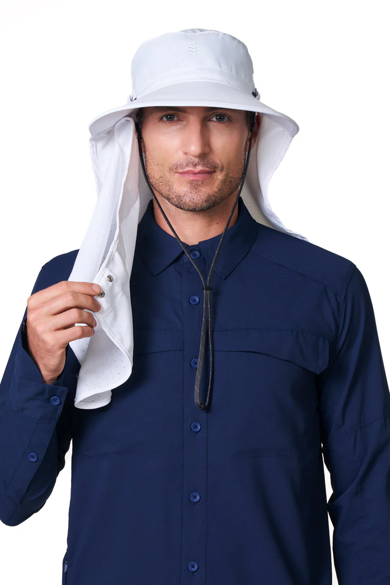 Stevie Sun Hat with Neck Flap and Clip-On Face Mask | White - Image 7