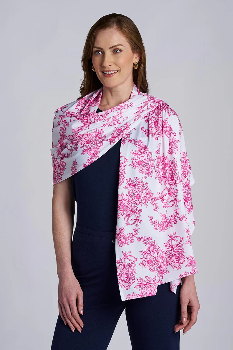 Women's Bhakti Shawl | Fuchsia Bouquet - Image 3