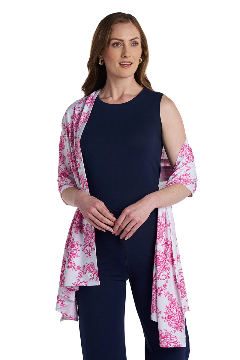 Women's Bhakti Shawl | Fuchsia Bouquet - Image 5