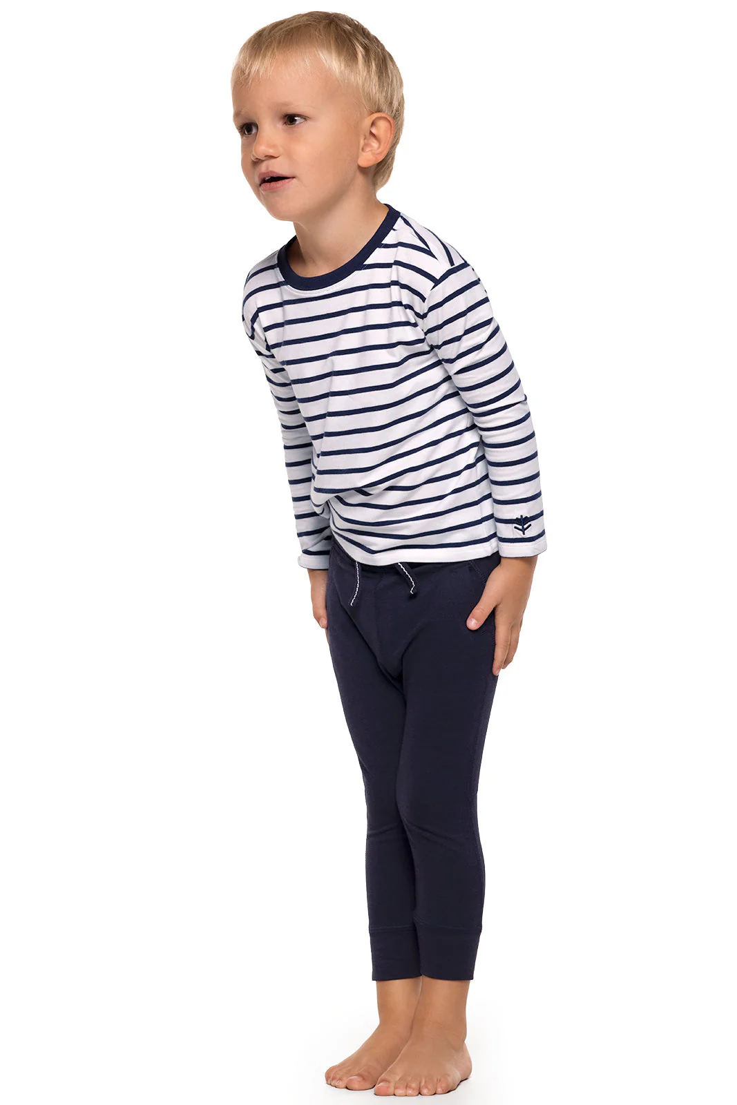 Toddler Coco Plum Everyday Long Sleeve T-Shirt | White/Navy Stripe - Image 3