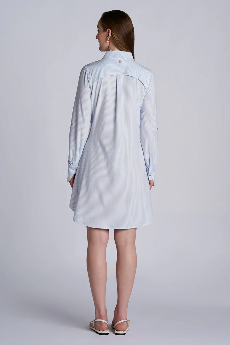 Women's Malta Travel Dress | White/Periwinkle Stripe - Image 3