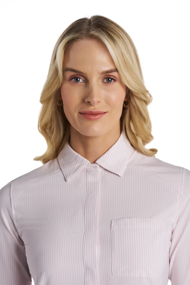 Women's Malta Travel Dress | White/Powder Stripe - Image 5