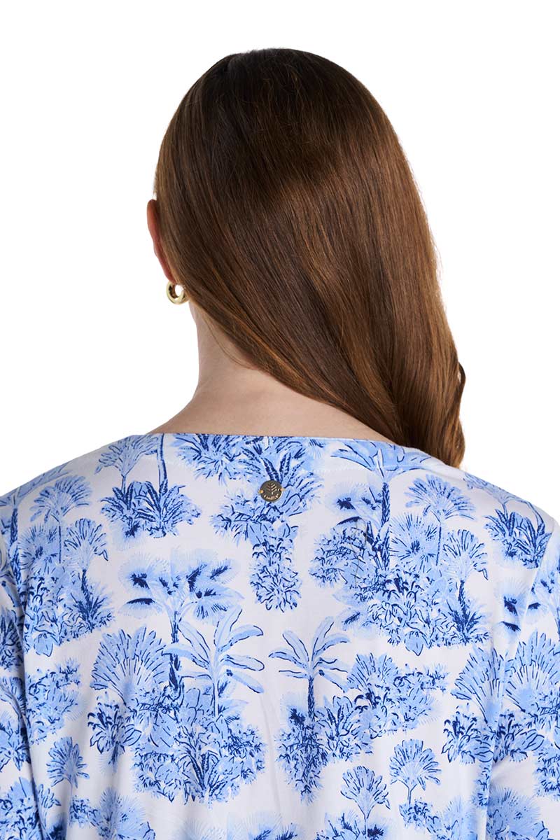 Women's Oceanside Tunic Dress with 3/4 Sleeve | Periwinkle Isla Bonita - Image 5