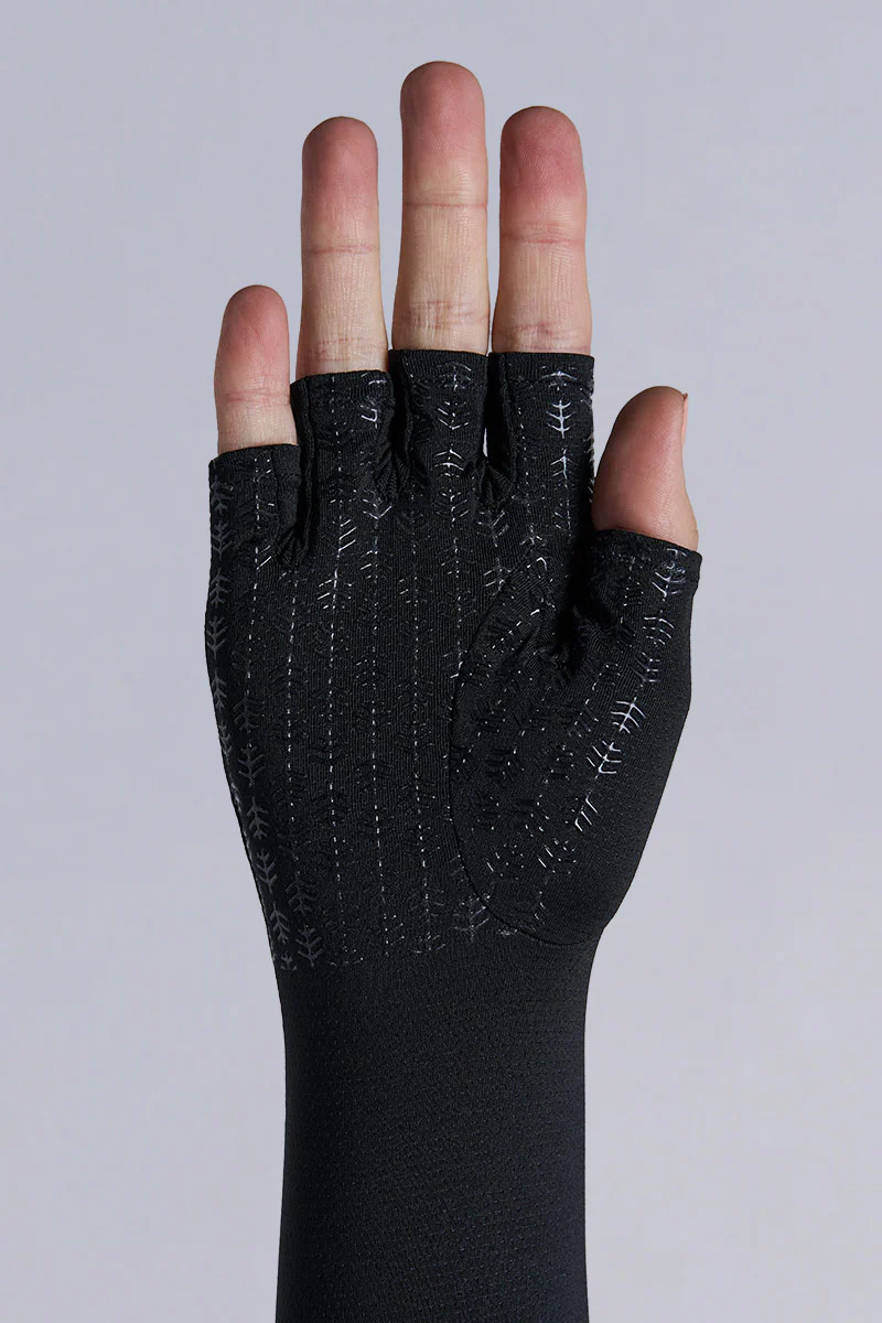 Unisex Bona Fingerless Mid-length Gloves | Black - Image 3