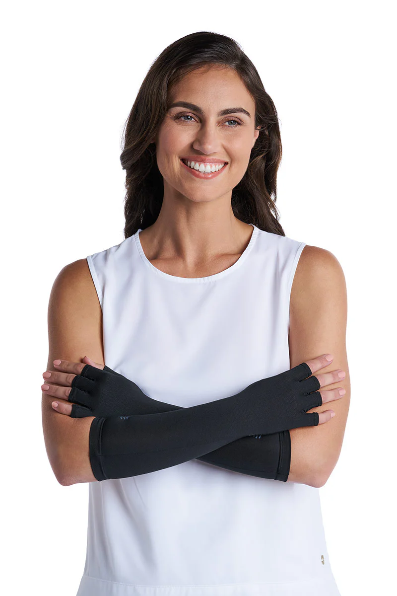 Unisex Bona Fingerless Mid-length Gloves | Black - Image 5