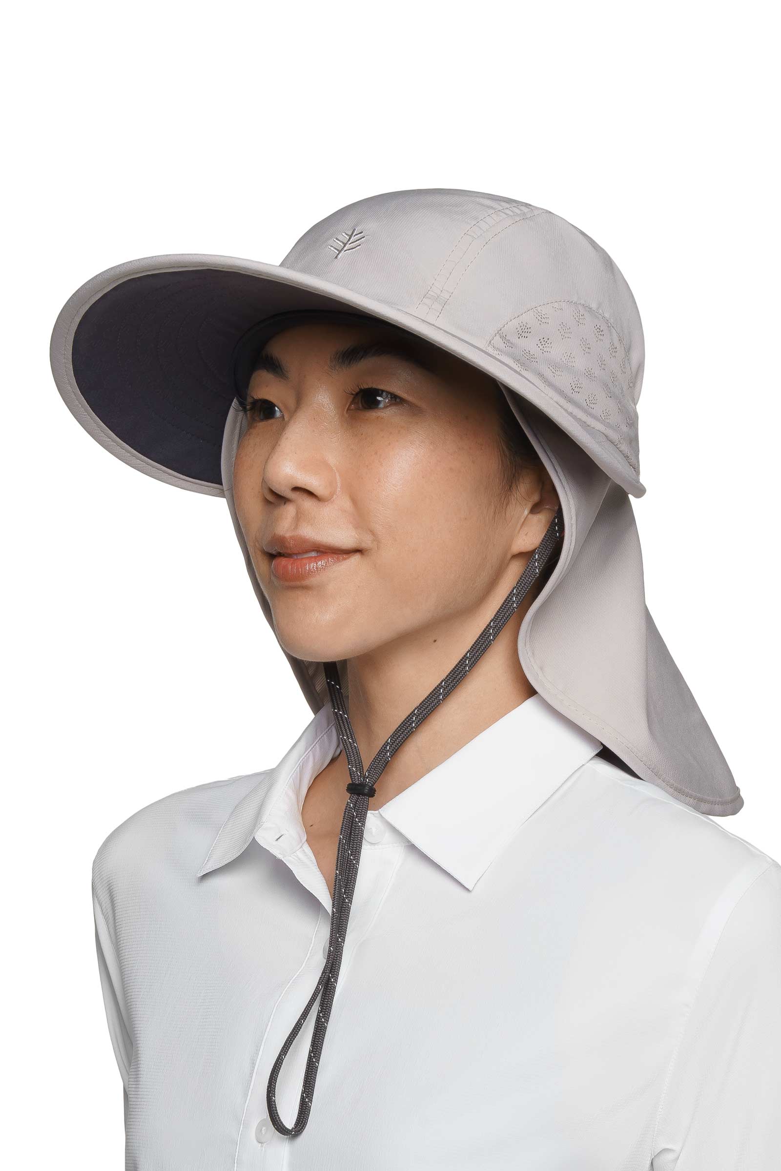 Unisex Explorer Hat with Neck Drape | Light Grey - Image 2