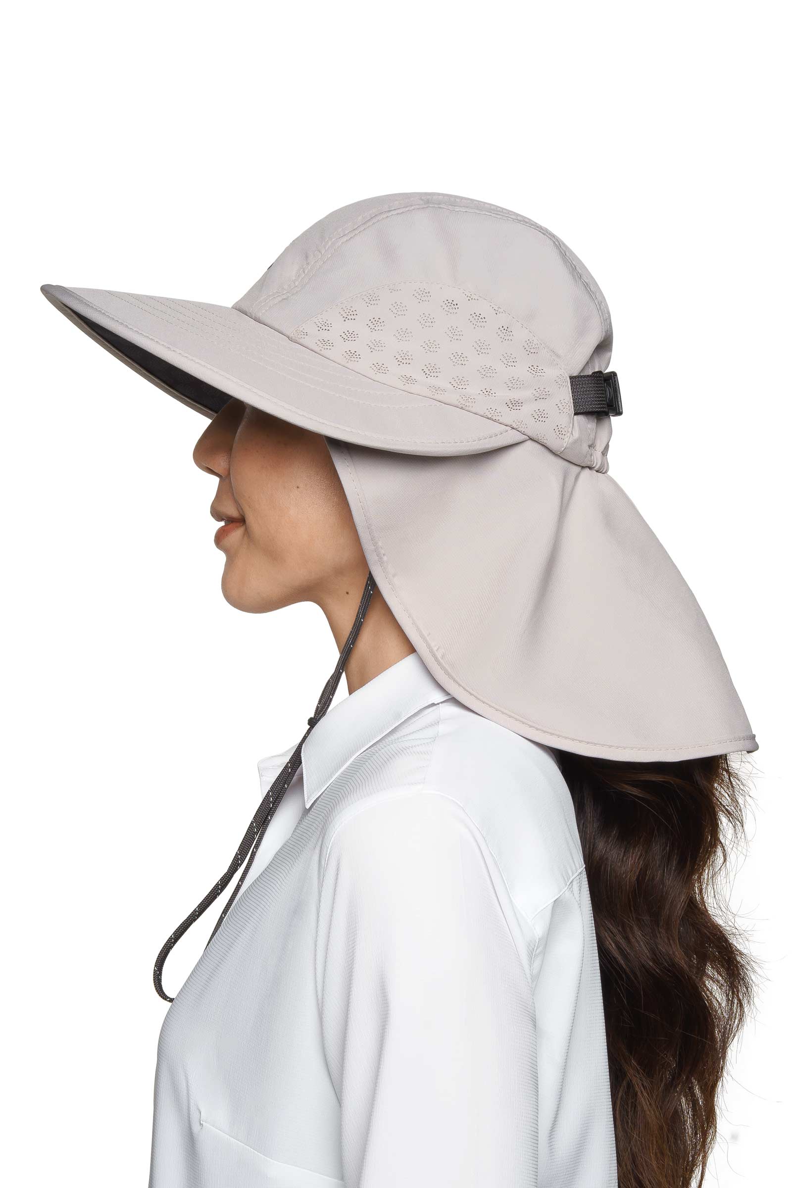 Unisex Explorer Hat with Neck Drape | Light Grey - Image 3