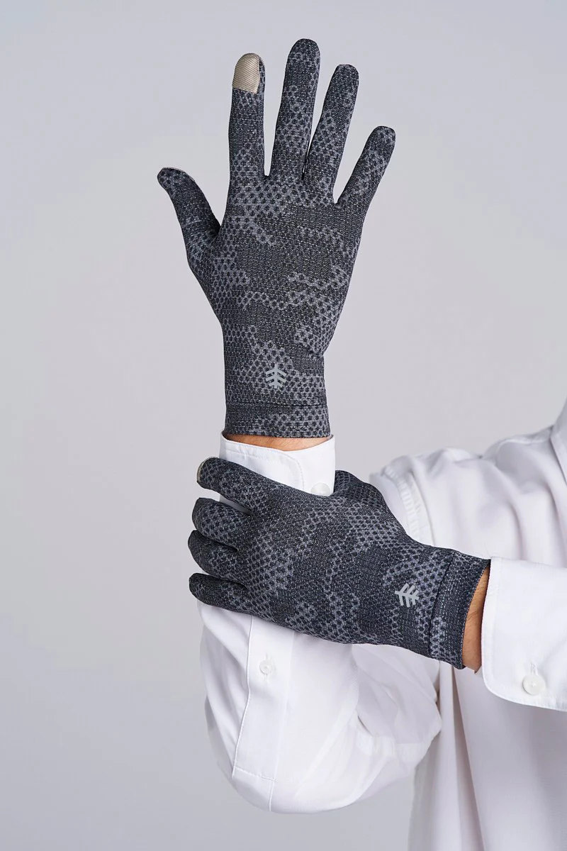 Unisex Gannett Full Finger Gloves | Charcoal Coolibar Camo