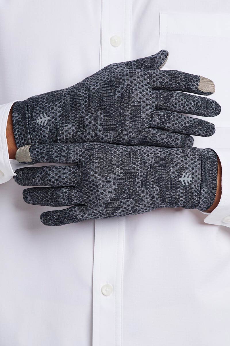 Unisex Gannett Full Finger Gloves | Charcoal Coolibar Camo - Image 4