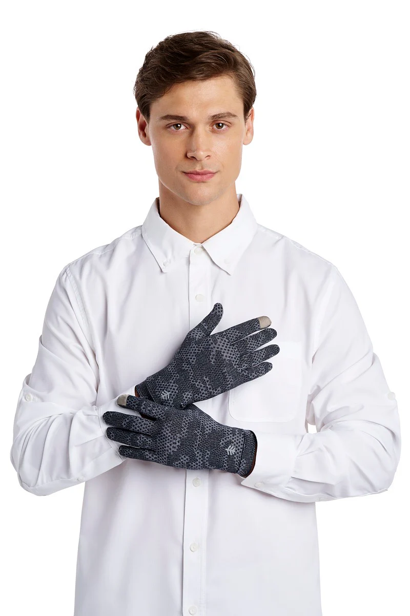 Unisex Gannett Full Finger Gloves | Charcoal Coolibar Camo - Image 6
