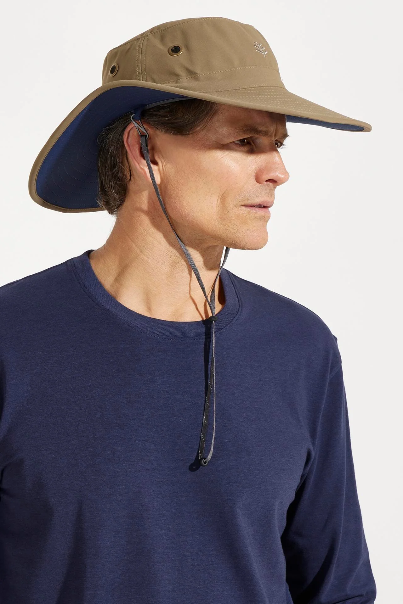 Leo Shapeable Wide Brim Hat | Khaki/Navy - Image 3