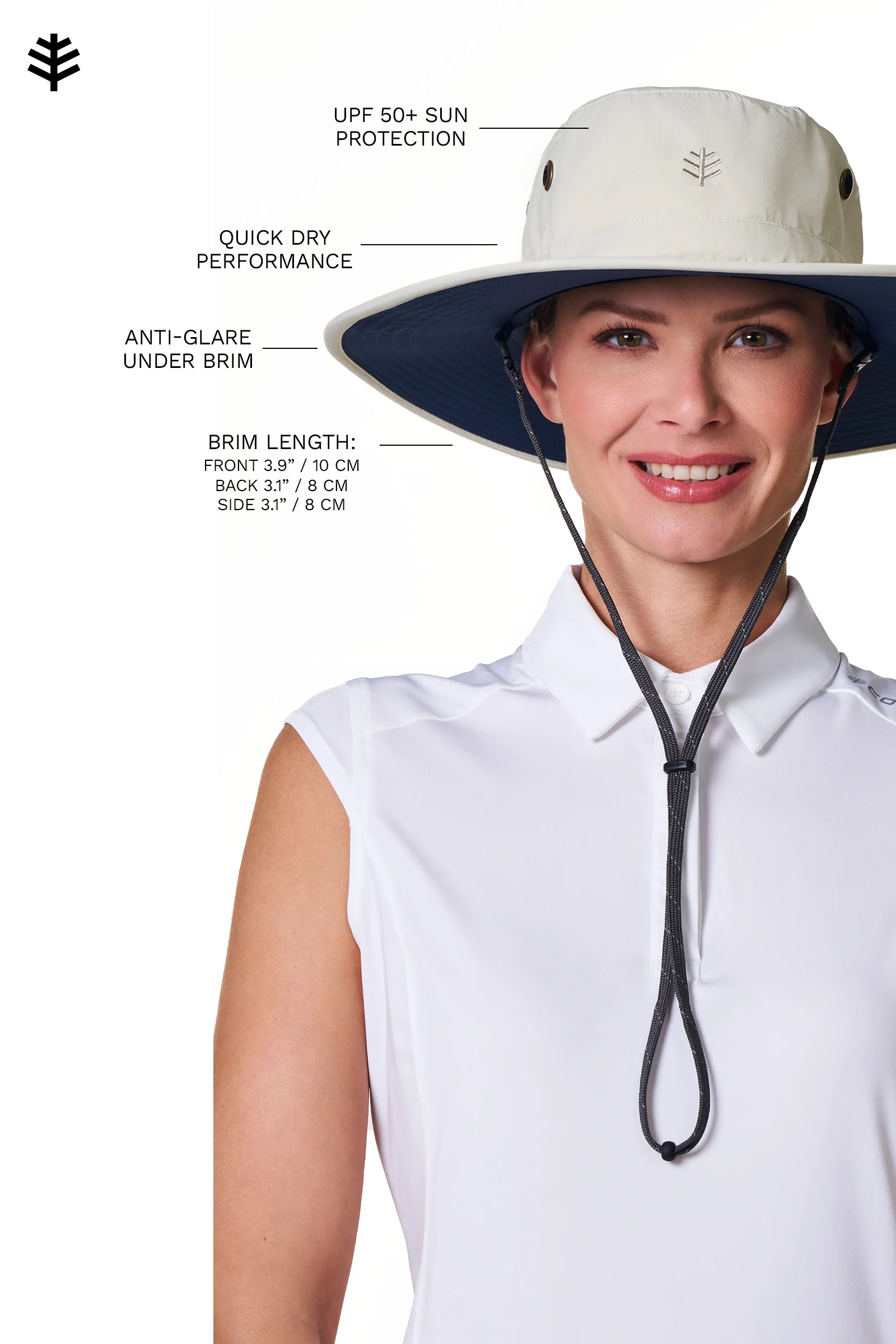 Leo Shapeable Wide Brim Hat | White/Carbon - Image 6