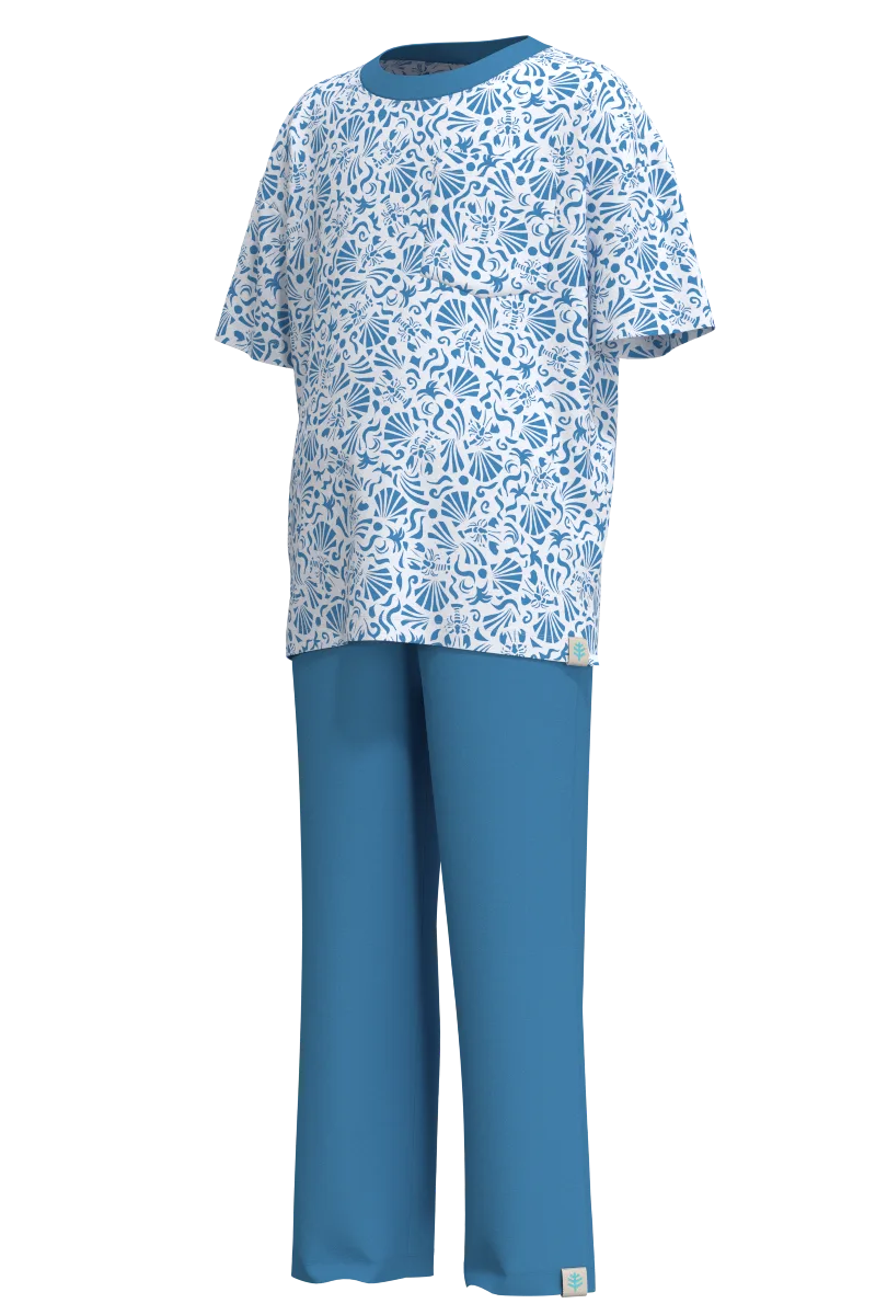 Unisex Mangrove Tee and Pant Set | Malibu Blue Colorblock - Image 2