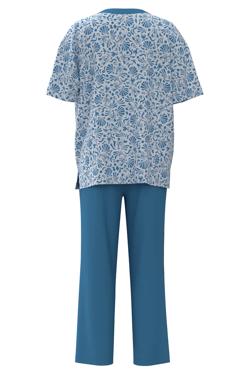 Unisex Mangrove Tee and Pant Set | Malibu Blue Colorblock - Image 4