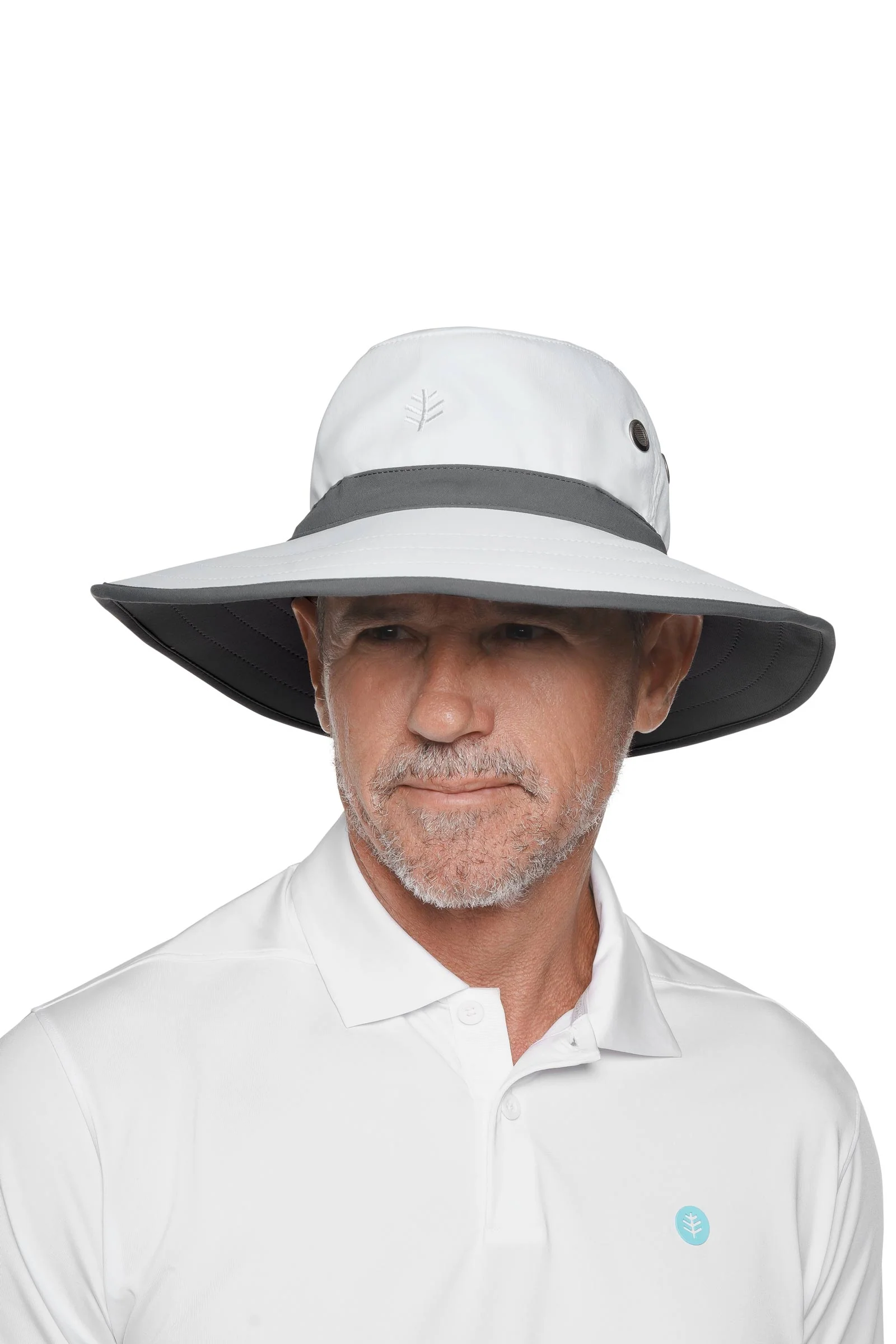 Unisex Matchplay Wide Brim Golf Hat | White/Carbon - Image 4