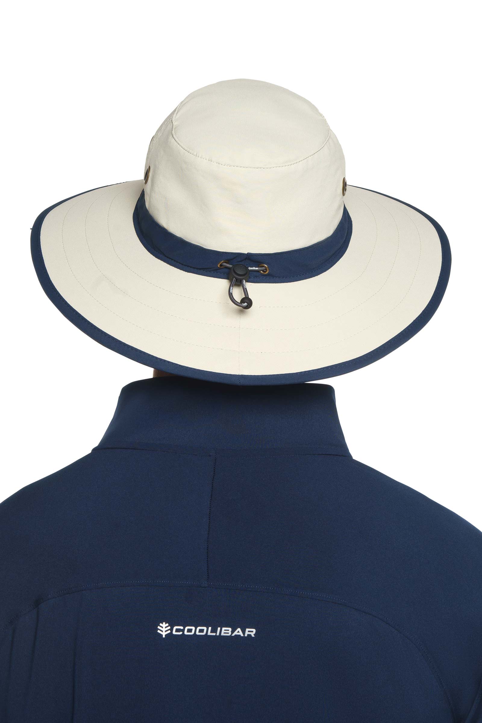 Unisex Matchplay Wide Brim Golf Hat | Stone/Navy - Image 4