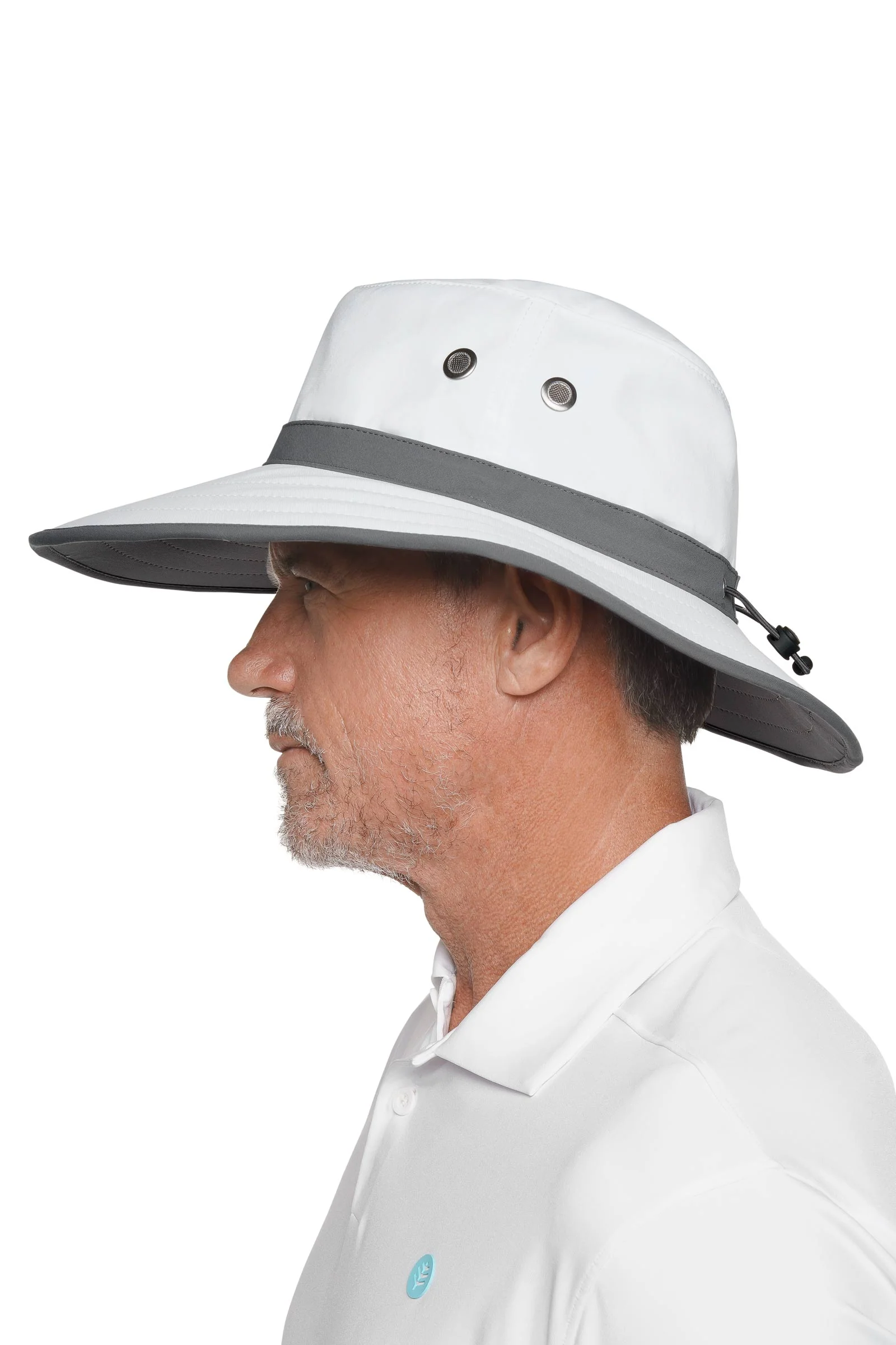 Unisex Matchplay Wide Brim Golf Hat | White/Carbon - Image 2