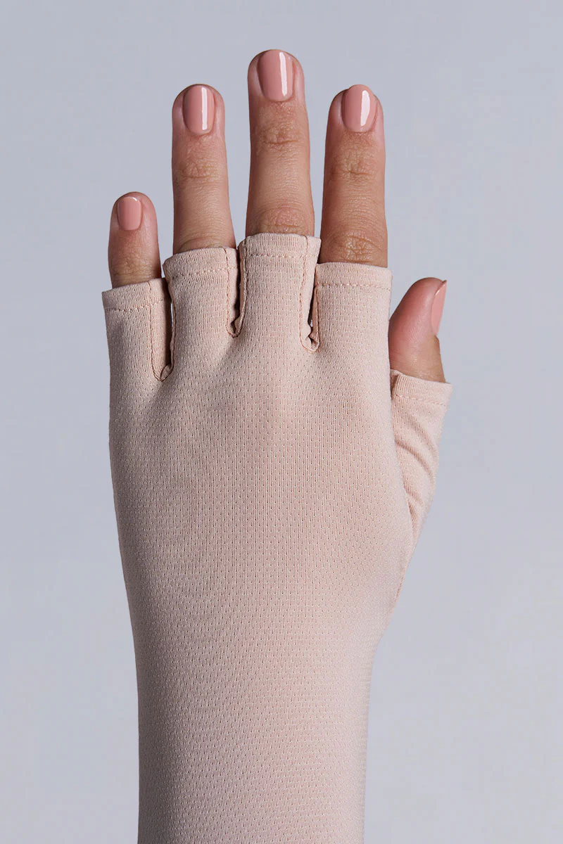 Unisex Perpetua Long Fingerless Gloves | Beige - Image 4