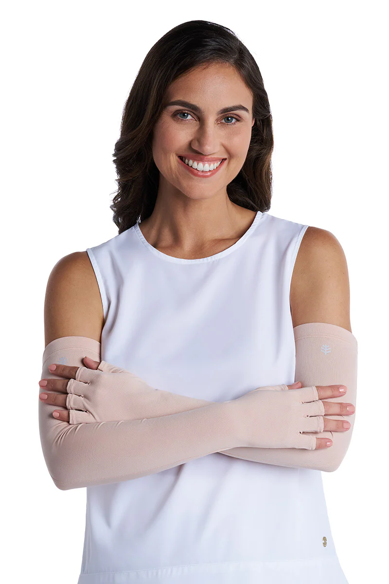 Unisex Perpetua Long Fingerless Gloves | Beige - Image 5
