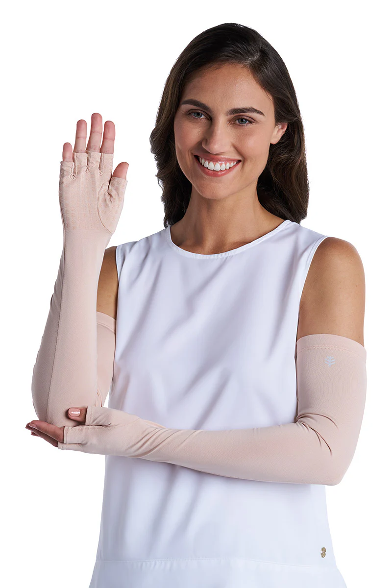 Unisex Perpetua Long Fingerless Gloves | Beige - Image 6