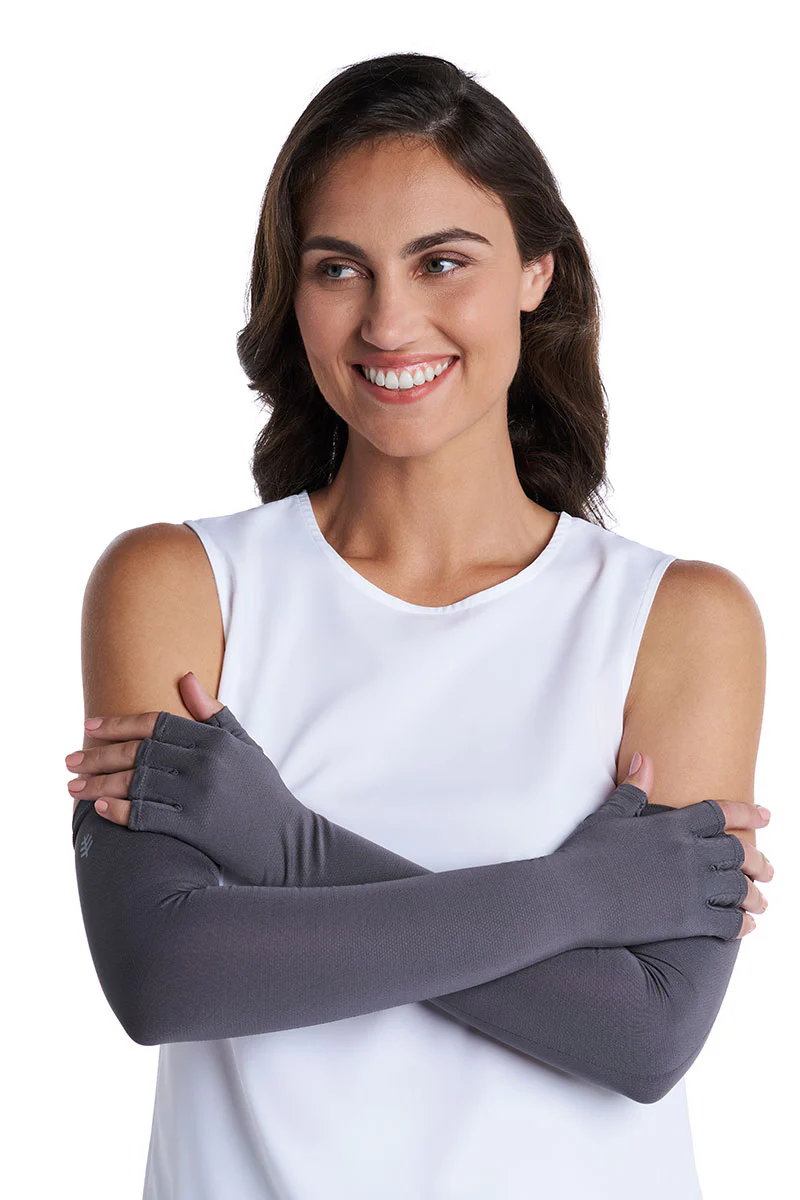 Unisex Perpetua Long Fingerless Gloves | Charcoal - Image 5
