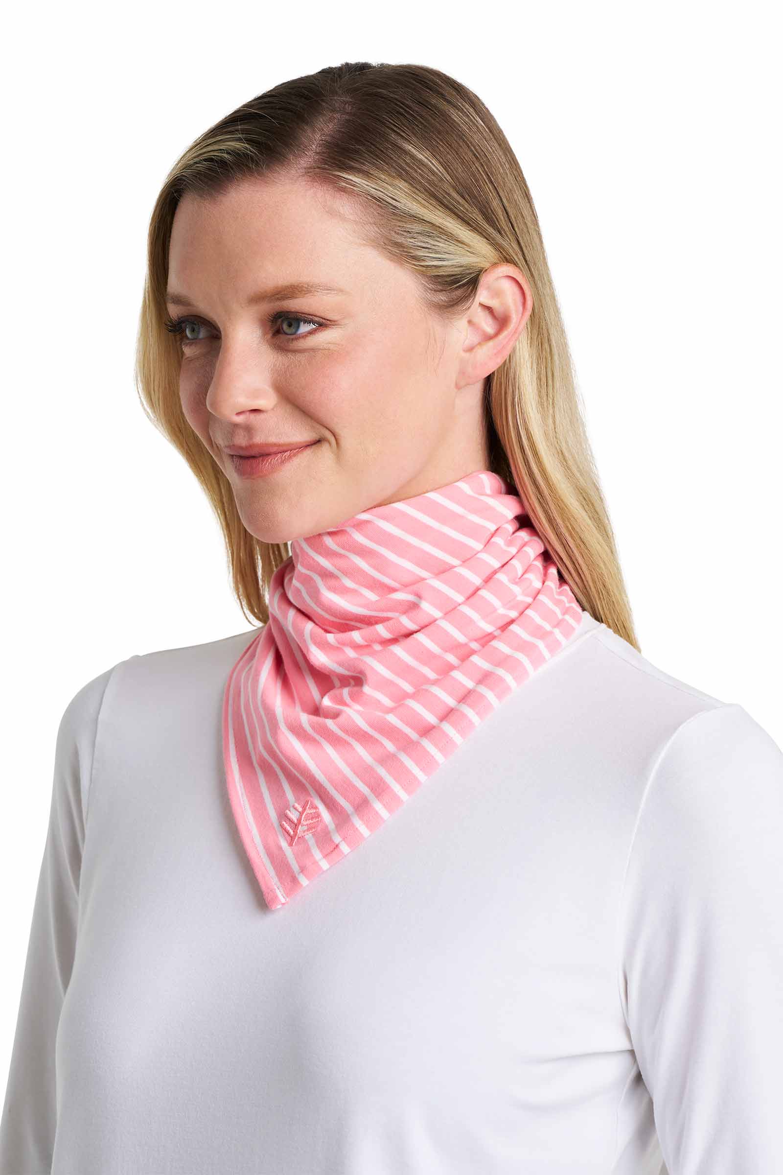 Unisex Sanibel Everyday Beach Bandana | Flamingo Pink/White Stripe - Image 11