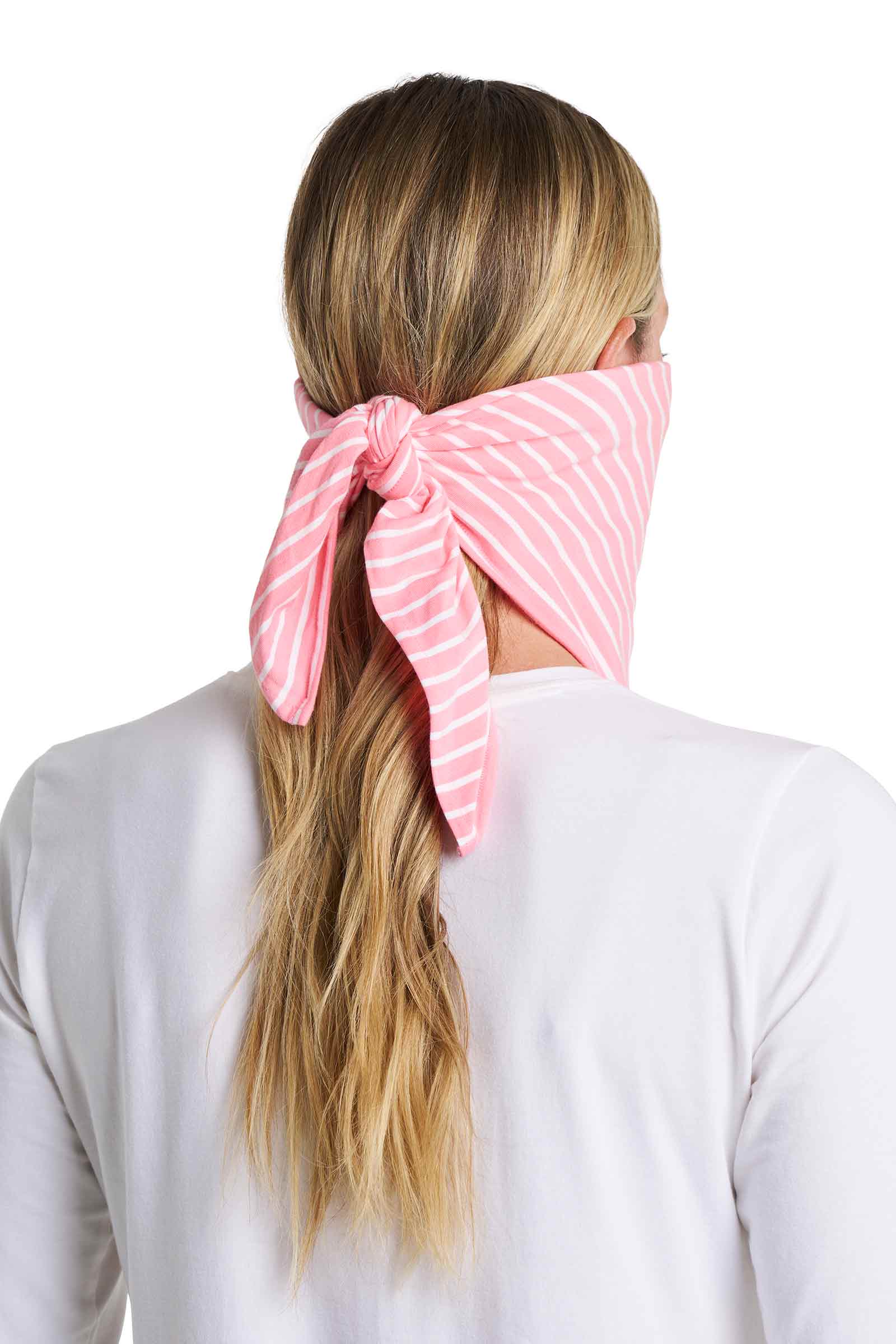 Unisex Sanibel Everyday Beach Bandana | Flamingo Pink/White Stripe - Image 12