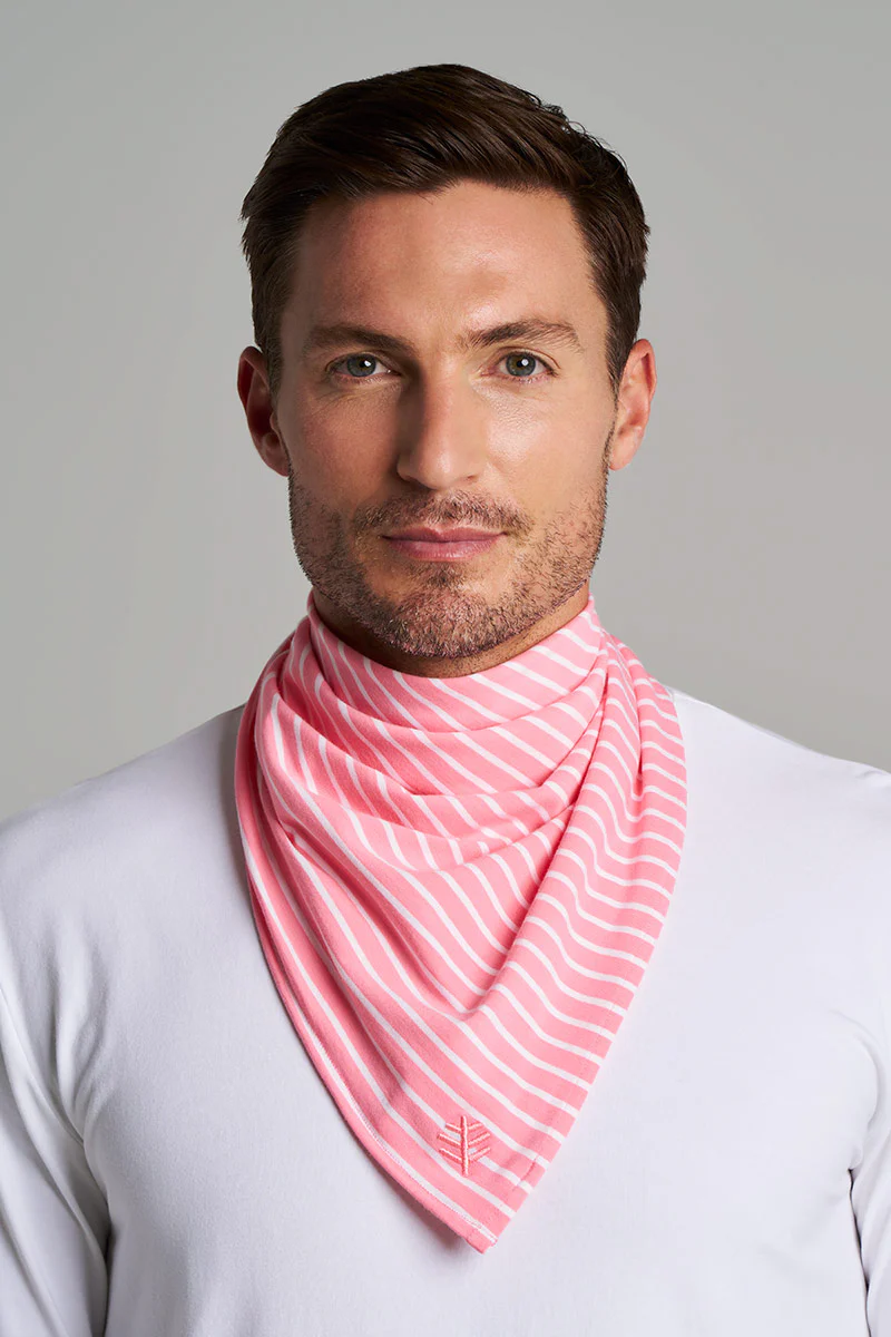 Unisex Sanibel Everyday Beach Bandana | Flamingo Pink/White Stripe - Image 2