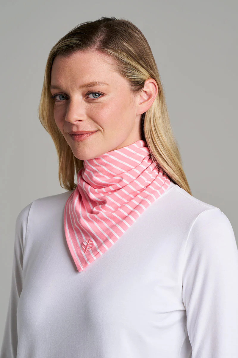 Unisex Sanibel Everyday Beach Bandana | Flamingo Pink/White Stripe - Image 4
