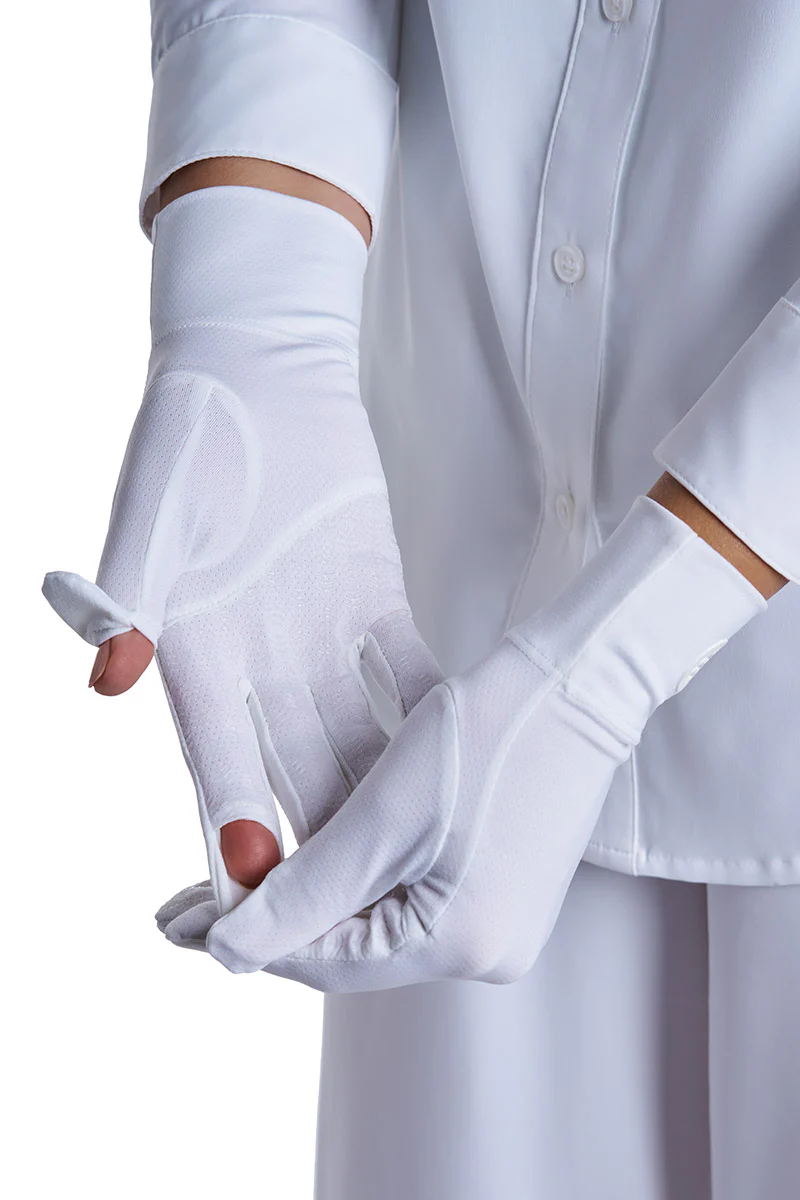 Unisex Fuji Convertible Fingertip Sun Gloves | White - Image 7
