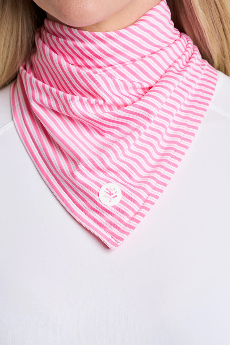 Unisex Virasana Performance Bandana | Flamingo Pink/White Stripe - Image 5