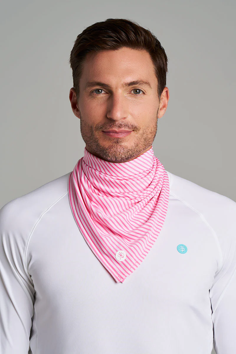 Unisex Virasana Performance Bandana | Flamingo Pink/White Stripe - Image 6