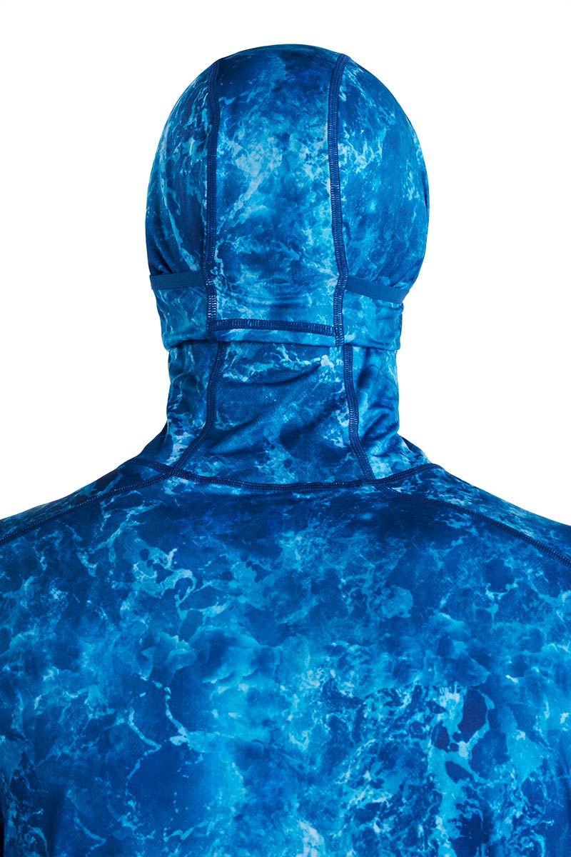 Men's Vented Andros Fishing Hoodie | Blue Water Print - Image 5