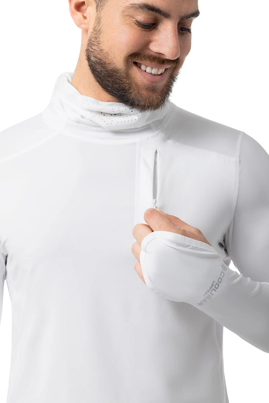 Men's Vented Andros Fishing Hoodie | White - Image 7