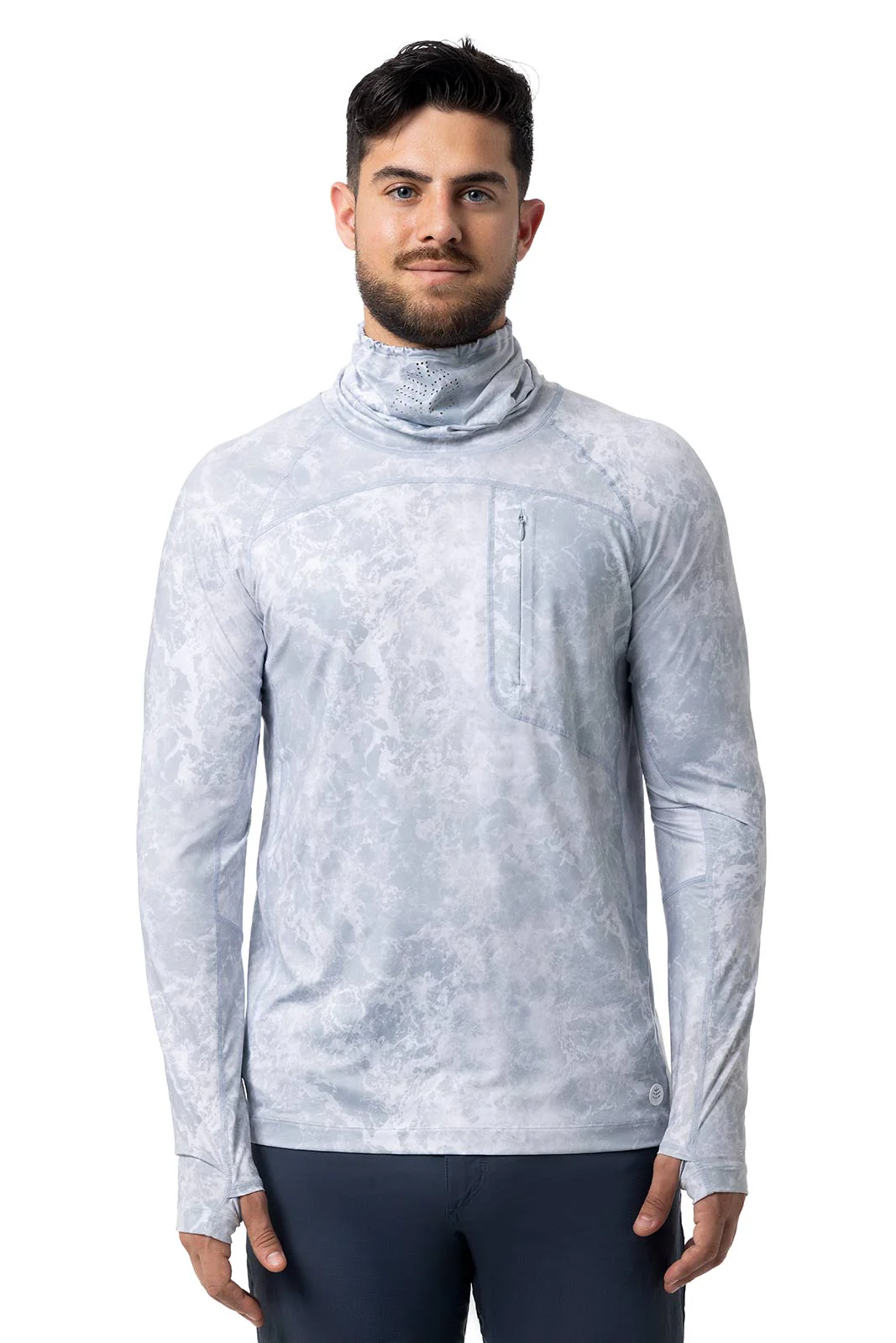 Men's Andros Vented Fishing T-Shirt | Grey Water Print - Image 2