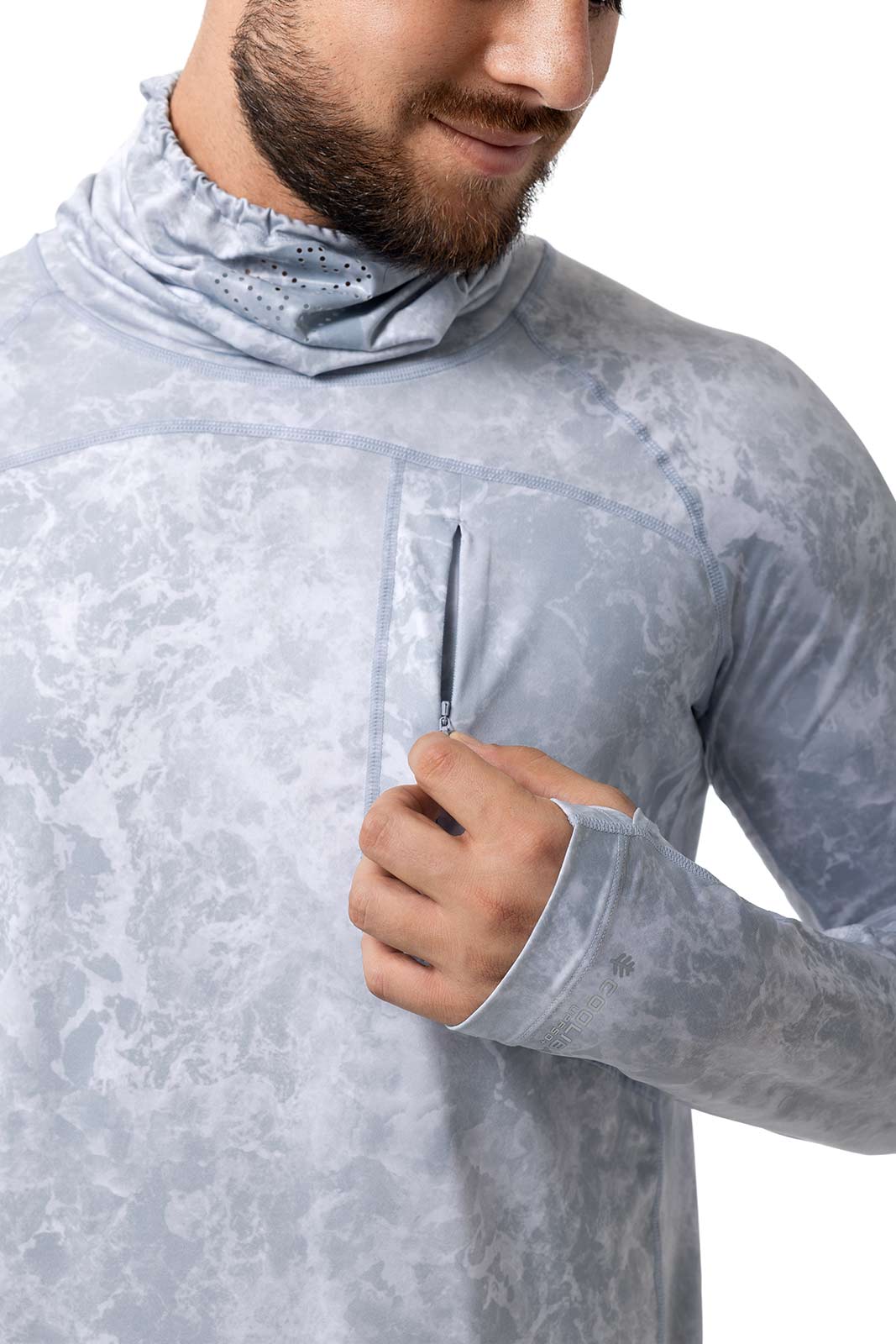 Men's Andros Vented Fishing T-Shirt | Grey Water Print - Image 9