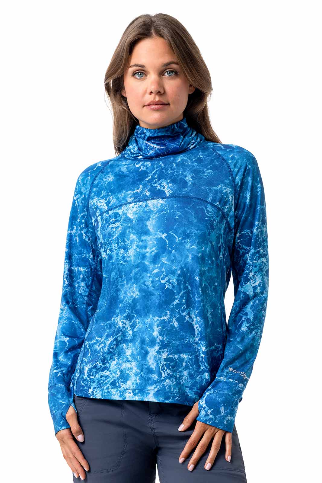 Women's Paros Vented Fishing T-Shirt | Blue Water Print - Image 3