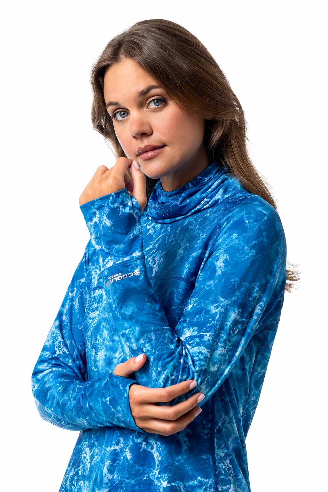 Women's Paros Vented Fishing T-Shirt | Blue Water Print - Image 4