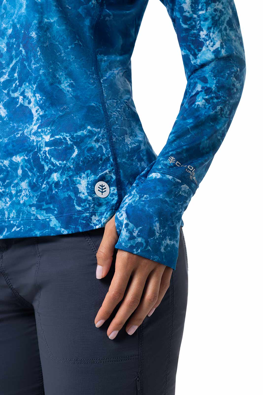 Women's Paros Vented Fishing T-Shirt | Blue Water Print - Image 5