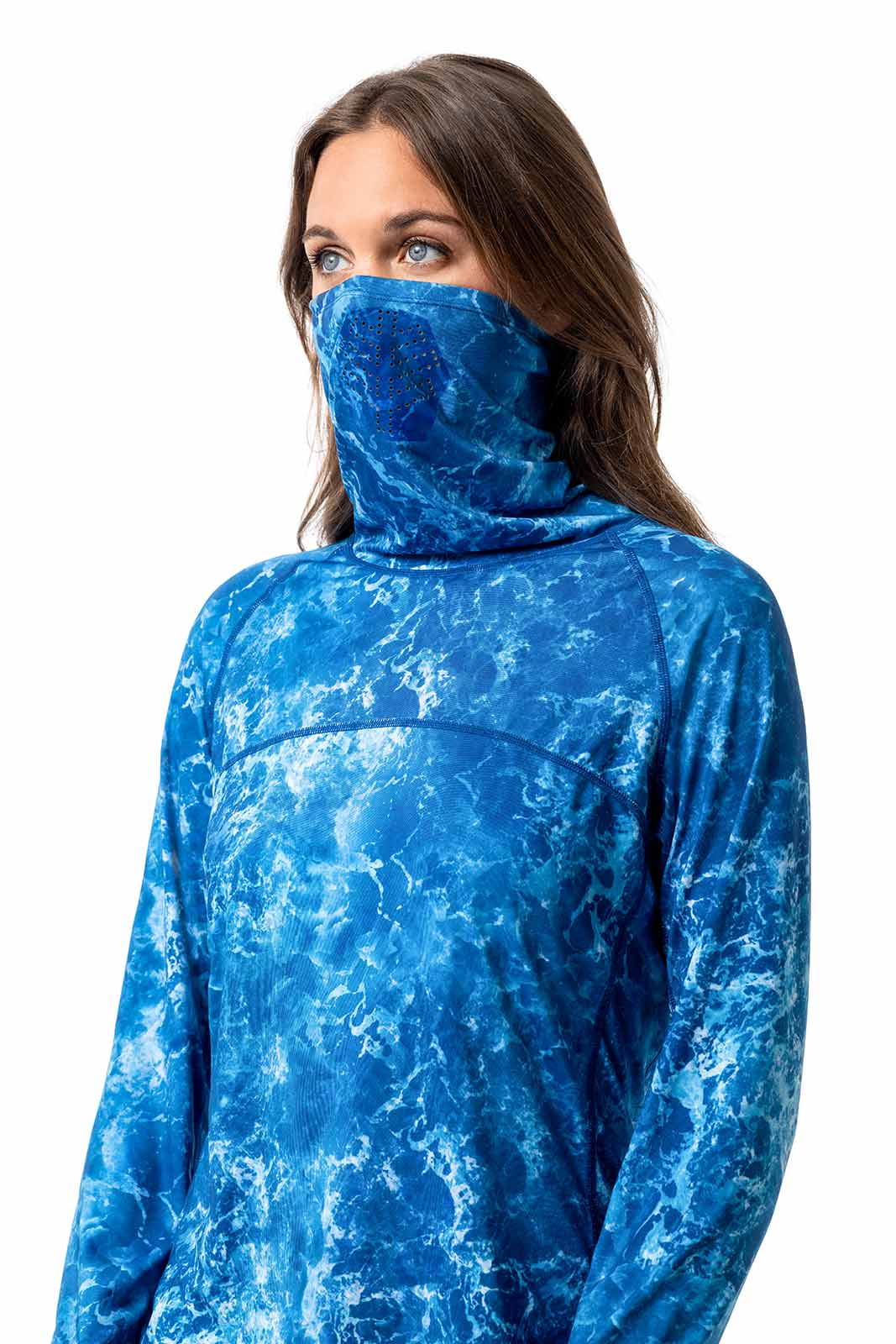Women's Paros Vented Fishing T-Shirt | Blue Water Print - Image 7