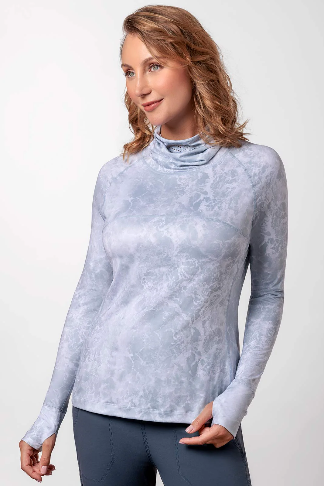 Women's Paros Vented Fishing T-Shirt | Grey Water Print - Image 10